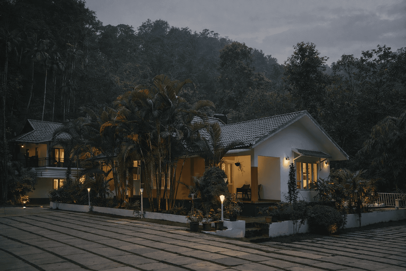Poolside exterior view of valley view villas