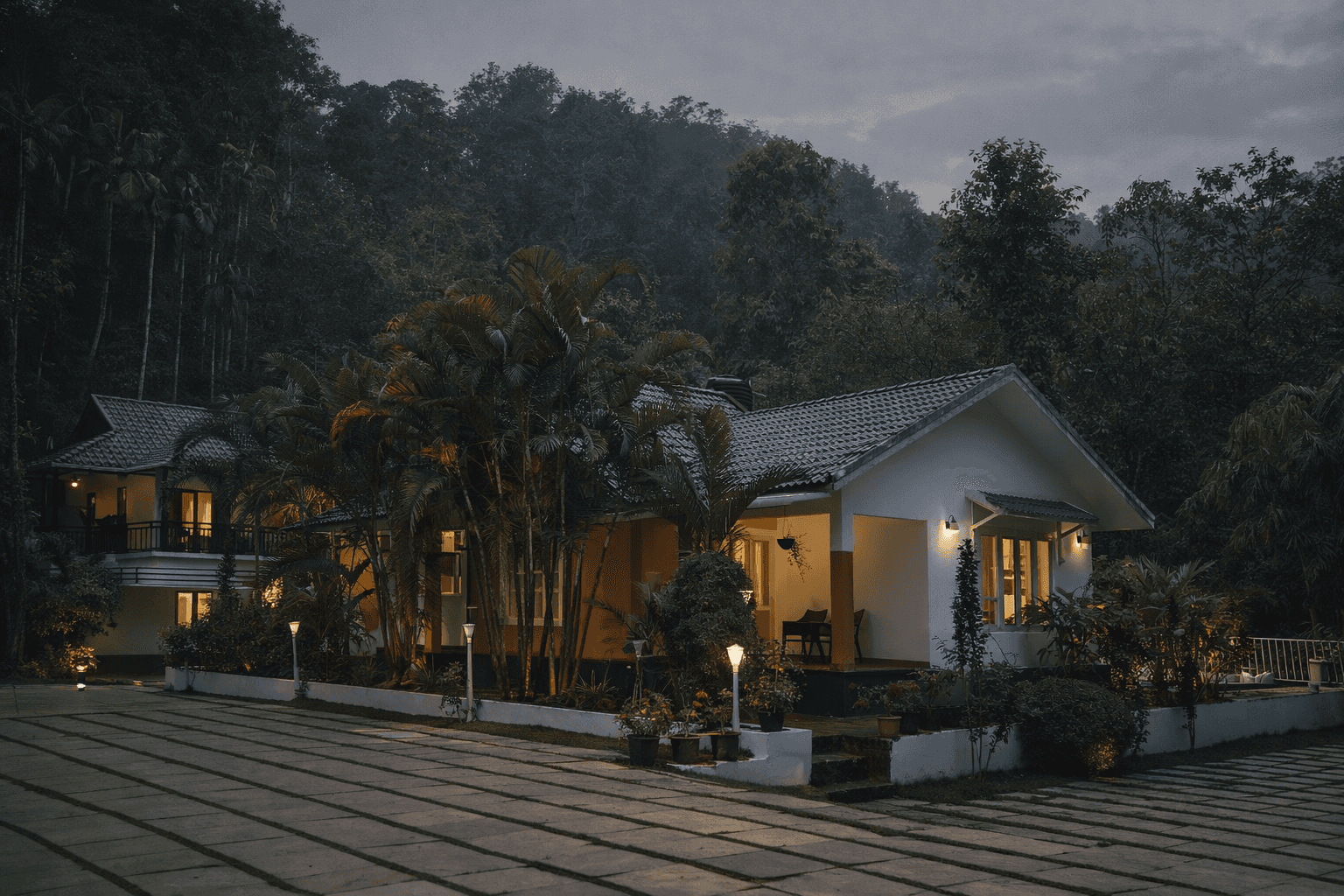Poolside exterior view of valley view villas