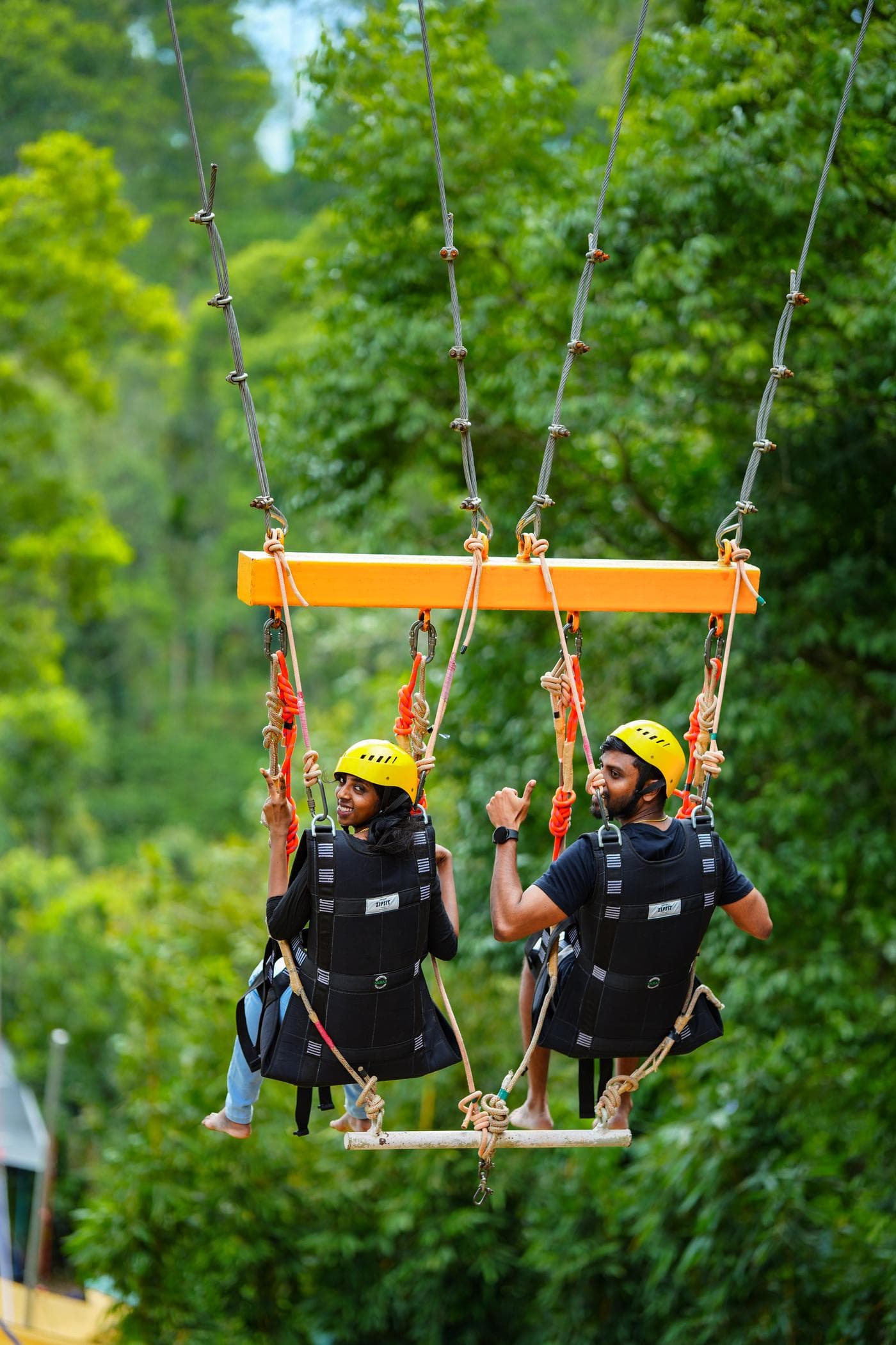 Thrilling zip line activity in Wayanad